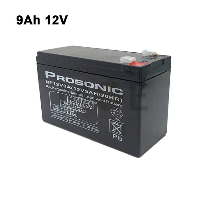 Prosonic Rechargeable Sealed Lead Acid Battery 9Ah 12V | NP12V9AH/20HR بطارية