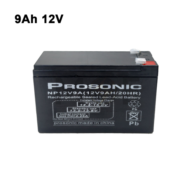 Prosonic Rechargeable Sealed Lead Acid Battery 9Ah 12V | NP12V9AH/20HR بطارية