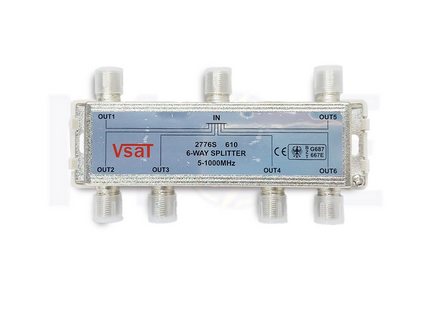 VSAT F-Type Coaxial Signal Splitter for CATV, Satellite, Antenna 6-Way | 2776S 610