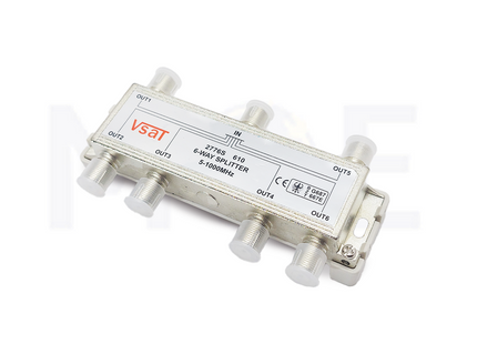 VSAT F-Type Coaxial Signal Splitter for CATV, Satellite, Antenna 6-Way | 2776S 610