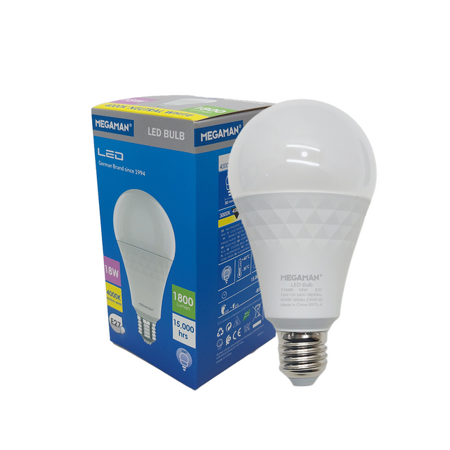 Megaman A80 LED Lamp Bulb CoolWhite 4000K E27 1800Lm 18W | YTA80X1 لمبة لد برم مزخرفة كول وايت