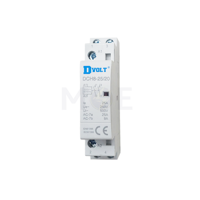 Dvolt Modular contactor 2P (9-25A) 2NO | DCH8-25/20 كونتكتور سكة