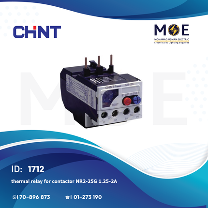 Chint Thermal Relay For Cont. NR2-25G 1.25-2A