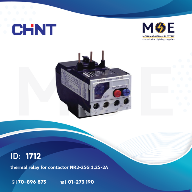 Chint Thermal Relay For Cont. NR2-25G 1.25-2A | ترميك للكونتكتور