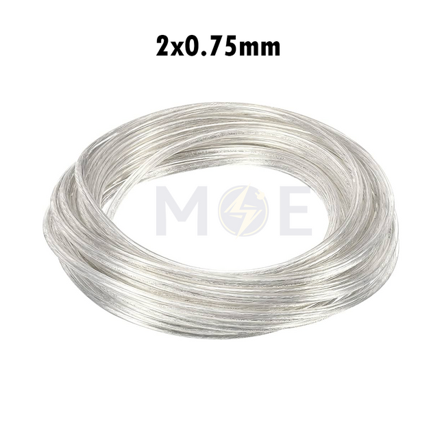 Speaker Cable Audio Video AV High Performance Transparent 2x0.75mm | NYMHY كابل مبروم سبيكر شفاف