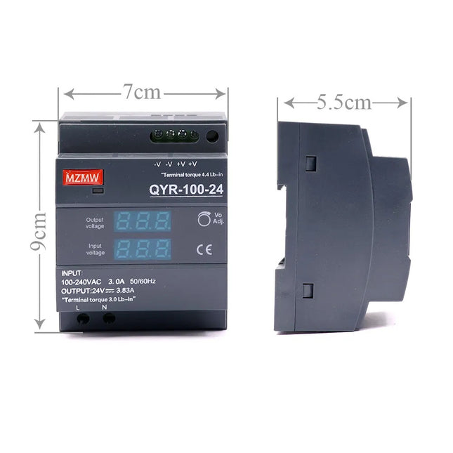 MZMW Din Rail Power Supply Unit AC to DC 24V 100W 3.83A | QYR-100-24 باور سبلاي على سكة