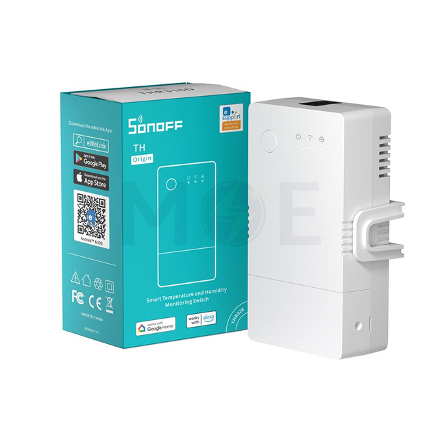 Sonoff EWELINK TH Origin Smart WiFi Temperature & Humidity Monitoring Control Switch DIN Rail 16A RJ9 4P4C | THR316