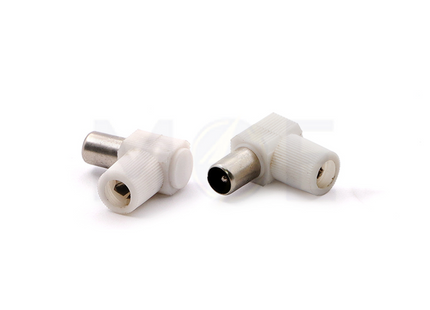 Coaxial connector TV Coaxial antenna Plug Male Right Angle Plastic white  فيش كوكس دكر زاوية بلاستيك