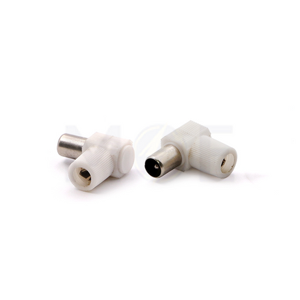 Coaxial connector TV Coaxial antenna Plug Male Right Angle Plastic white  فيش كوكس دكر زاوية بلاستيك