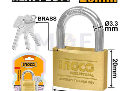 INGCO Open Shackle Brass Padlock 20mm | DBPL0202