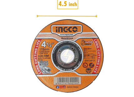 INGCO Abrasive Metal Cutting Disc 115x1.2x22.2mm | MCD1211525