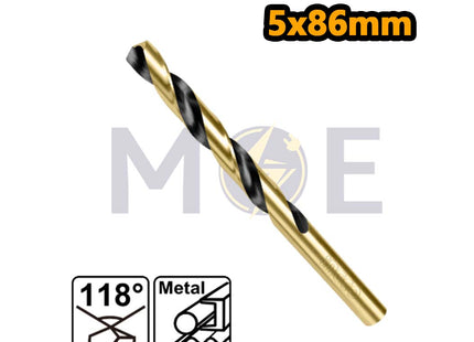 INGCO HSS Metal Drill Bit 5mm (TL:86mm , WL:52mm) | DBT1100503