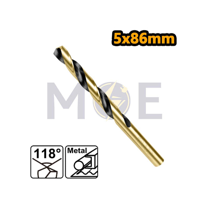INGCO HSS Metal Drill Bit 5mm (TL:86mm , WL:52mm) | DBT1100503