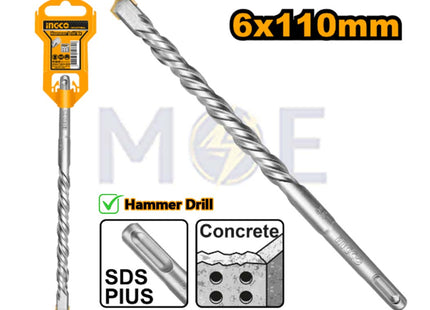 INGCO Industrial SDS Plus Hammer Drill Bit 6mm (TL:110mm , WL:50mm) | DBH1210601