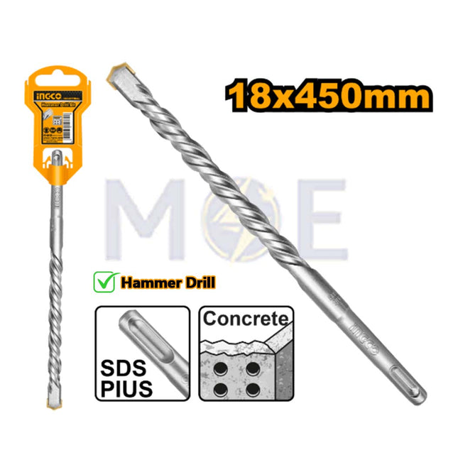 INGCO Industrial SDS Plus Hammer Drill Bit 18mm (TL:450mm , WL:350mm) | DBH1211804
