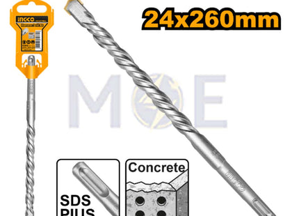 INGCO Industrial SDS Plus Concrete Drill Bit 24mm (TL:260mm , WL:185mm) | DBH1212401