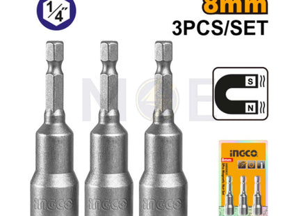 INGCO Magnetic Nut Set 3PCS 8mm TOT HEX | AMN0831