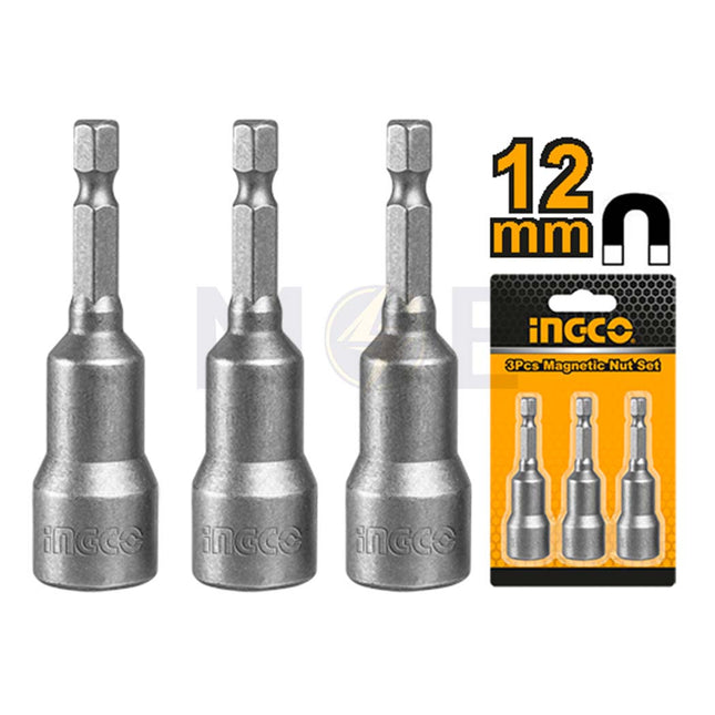 INGCO Magnetic Nut Set 3PCS 12mm TOT HEX | AMN1231 طربوش مقدح شد