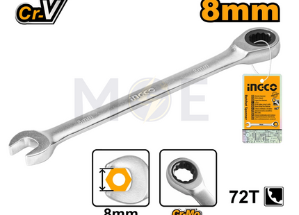 INGCO Industrial Combination Ratchet Spanner 8mm | HCSPAR081