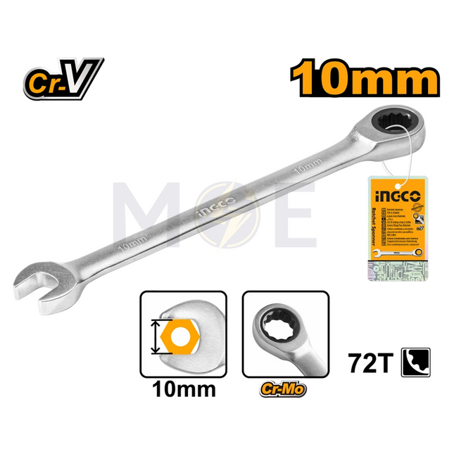 INGCO Industrial Combination Ratchet Spanner 10mm | HCSPAR101