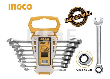 INGCO Industrial Combination Ratchet Spanner Set 8Pcs 8-19mm  HKSPAR1082