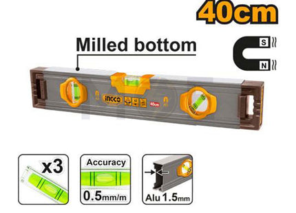 INGCO Industrial Spirit level (With powerful magnets) 40cm | HSL38040M
