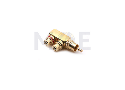 1x RCA Male to 2x RCA Female Splitter Angle Gold