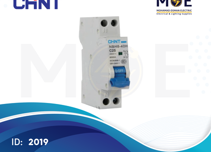 Chint MCB NBH8 4.5kA 1P+N 25A DPN | 132119-190238 | دجنتور مجوز بقطبين وحيادي - قاطع كهربائي ثنائي القطب مع حيادي