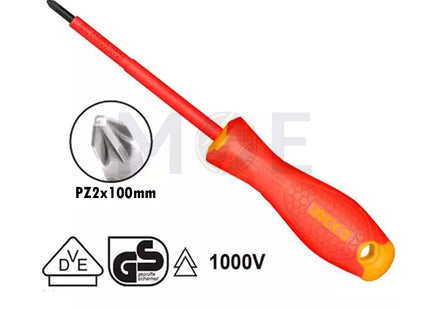 INGCO Industrial Insulated Screwdriver 1000V PZ2x100mm | HISD81PZ2100