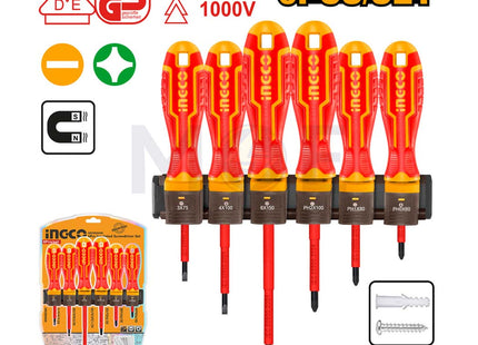 INGCO Industrial Insulated Screwdriver Set 6Pcs 1000V | HKISD0608