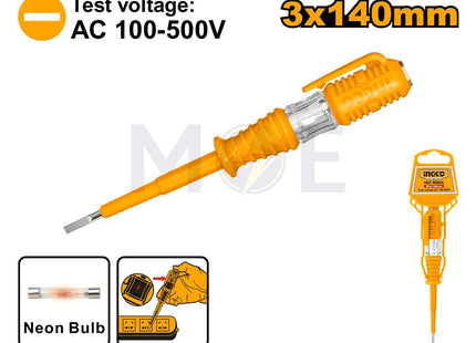 INGCO Slotted Voltage Tester Screwdriver 3X140mm | HSDT1408