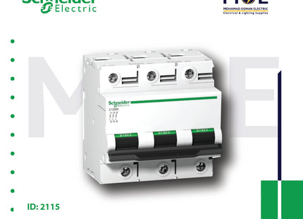 Schneider MCCB iC120N 3P C 10KA 100A | A9N18367 | دجنتور صناعي على سكة ثلاثة فاز
