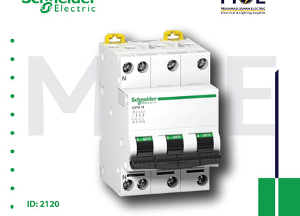 Schneider MCB 6kA C 3P+N 10A DPN | A9N21596 | دجنتور مجوز بقطبين وحيادي - قاطع كهربائي ثنائي القطب مع حيادي