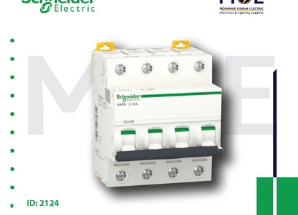 Schneider MCB ik60N 4P C 6KA 10A | A9K24410 | دجنتور كهرباء ثلاثة فاز مع نتر - قاطع كهربائي رباعي