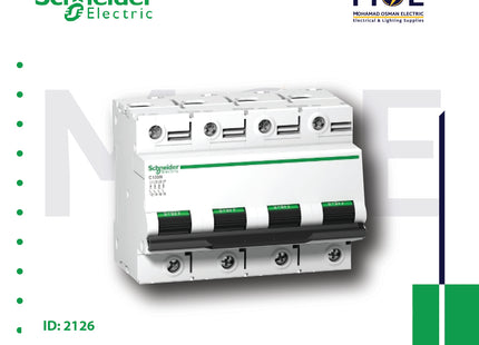 Schneider MCCB iC120N 4P C 10KA 125A | A9N18376 | دجنتور صناعي على سكة ثلاثة فاز مع نتر