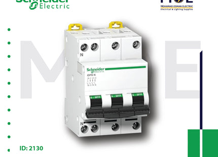 Schneider MCB 6kA C 3P+N 16A DPN | A9N21597 | دجنتور مجوز بقطبين وحيادي - قاطع كهربائي ثنائي القطب مع حيادي