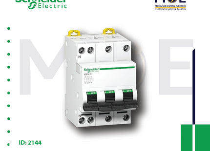 Schneider MCB 6kA C 3P+N 25A DPN | A9N21599 | دجنتور مجوز بقطبين وحيادي - قاطع كهربائي ثنائي القطب مع حيادي