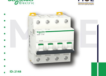 Schneider MCB ik60N 4P C 6KA 25A | A9K24425 | دجنتور كهرباء ثلاثة فاز مع نتر - قاطع كهربائي رباعي