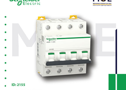 Schneider MCB ik60N 4P C 6KA 32A | A9K24432 | دجنتور كهرباء ثلاثة فاز مع نتر - قاطع كهربائي رباعي
