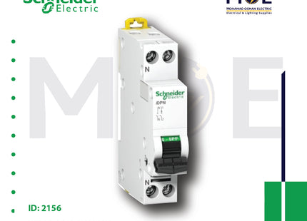 Schneider MCB 4.5kA C 1P+N 40A DPN | A9N21551 | دجنتور مجوز بقطبين وحيادي - قاطع كهربائي ثنائي القطب مع حيادي