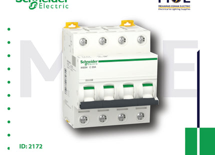 Schneider MCB ik60N 4P C 6KA 63A | A9K24463 | دجنتور كهرباء ثلاثة فاز مع نتر - قاطع كهربائي رباعي
