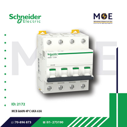 Schneider MCB ik60N 4P C 6KA 63A | A9K24463