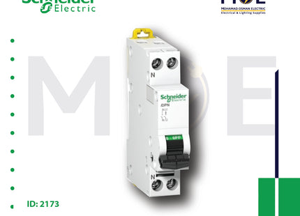 Schneider MCB 4.5kA C 1P+N 6A DPN | A9N21545 | دجنتور مجوز بقطبين وحيادي - قاطع كهربائي ثنائي القطب مع حيادي
