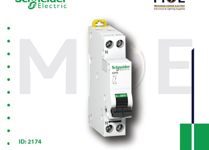 Schneider MCB 6kA C 1P+N 6A DPN | A9N21555 | دجنتور مجوز بقطبين وحيادي - قاطع كهربائي ثنائي القطب مع حيادي