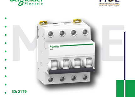 Schneider MCB ik60N 4P C 6KA 6A | A9K24406 | دجنتور كهرباء ثلاثة فاز مع نتر - قاطع كهربائي رباعي