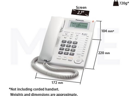 Panasonic Landline Corded Desk phone LCD Display Speaker Memory White | KX-TS880MXW