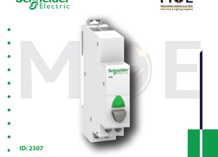 Schneider iPB modular Single Push Button Gray 1NO + Green Indicator 230V | A9E18036 | دجنتور كباس مع لمبة اخضر - زر تحكم كباس
