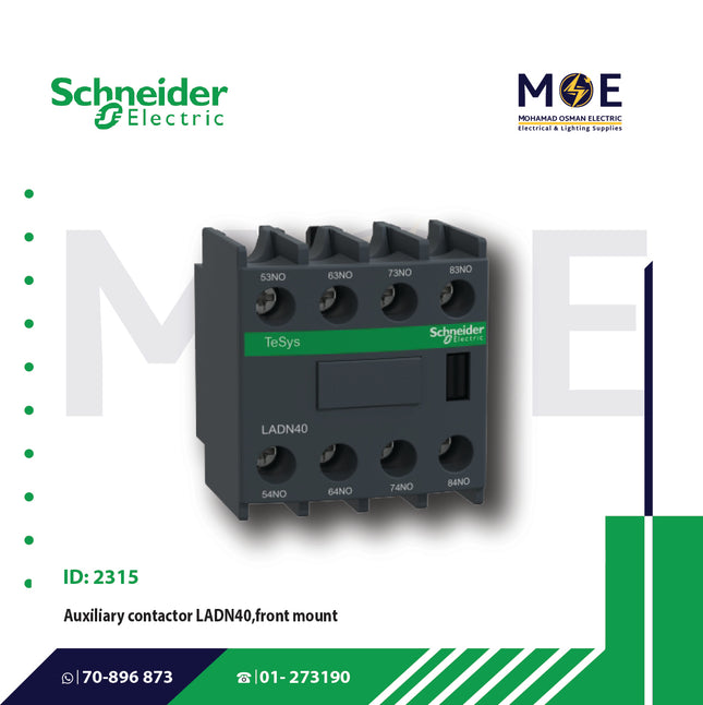 Schneider Auxiliary Contactor 4NO Front mount | LADN40 | مساعد كونتكتور - اكزليير