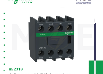 Schneider Auxiliary Contactor 1N/O+3N/C For D Contacts Front Mount | LADN13 | مساعد كونتكتور - اكزليير
