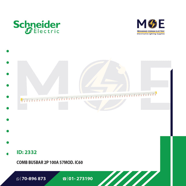 Schneider COMB BUSBAR 2P 100A 57Module IC60 | A9XPH257